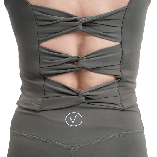 Velvere Open Form Top Olive - womens modest gym top UAE, side view