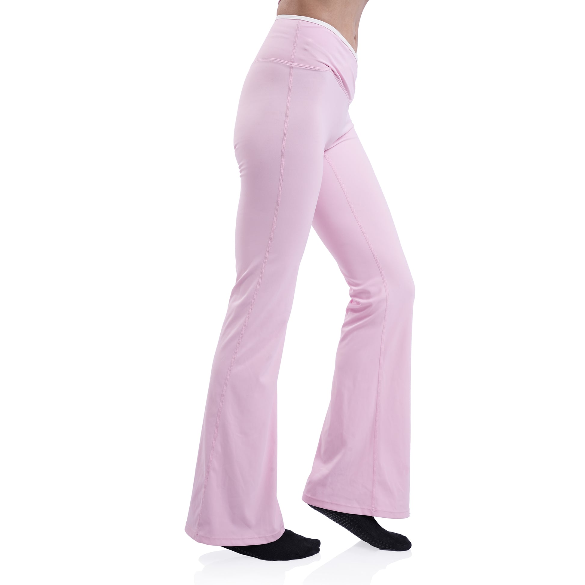 Velvere Souffle Flare Pink - womens modest flare leggings UAE, back view